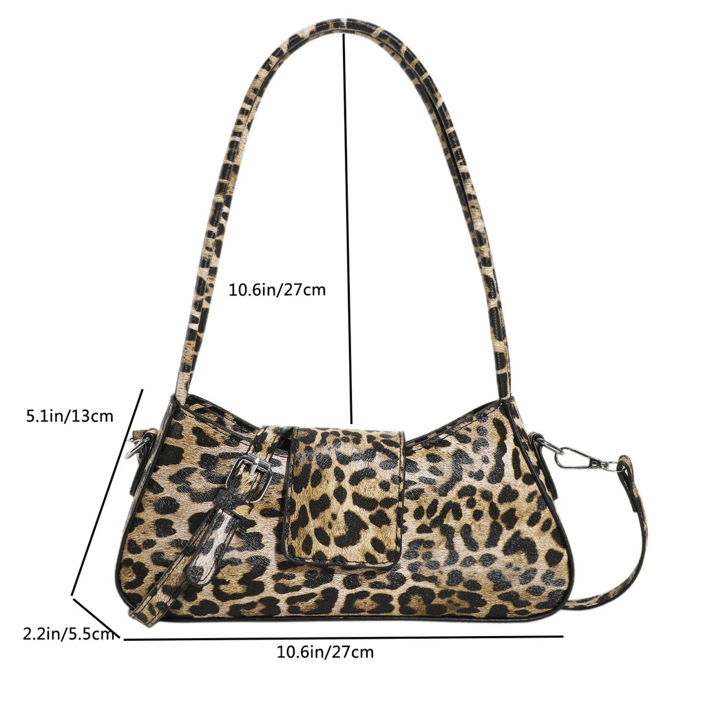 Bolso de hombro con estampado de leopardo