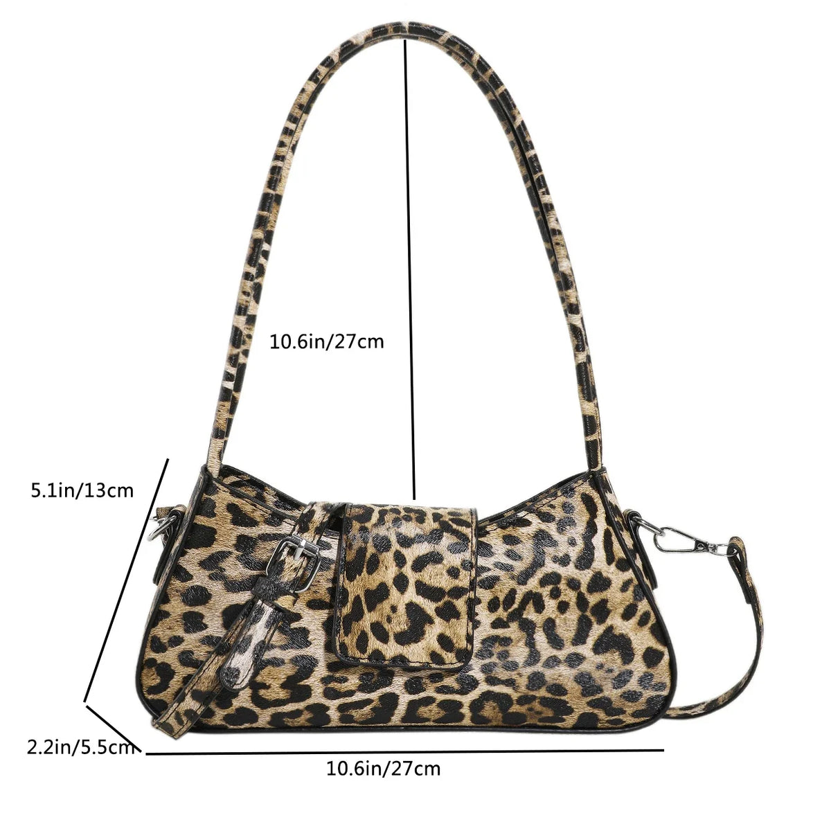 Bolso de hombro con estampado de leopardo