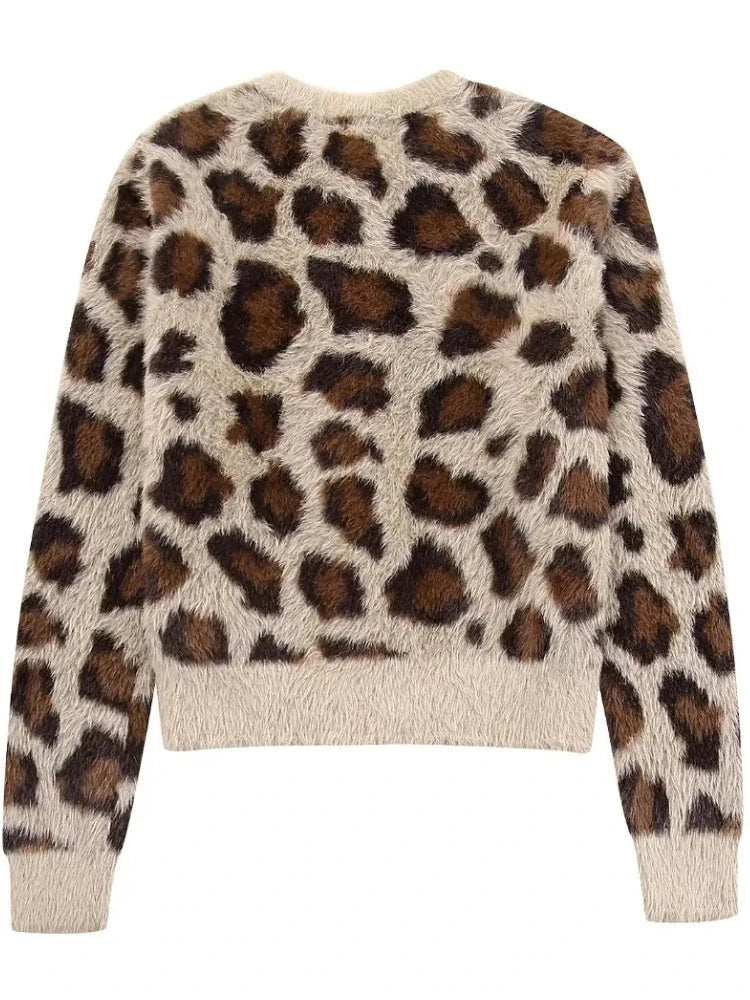 Jersey de pelo con estampado de leopardo