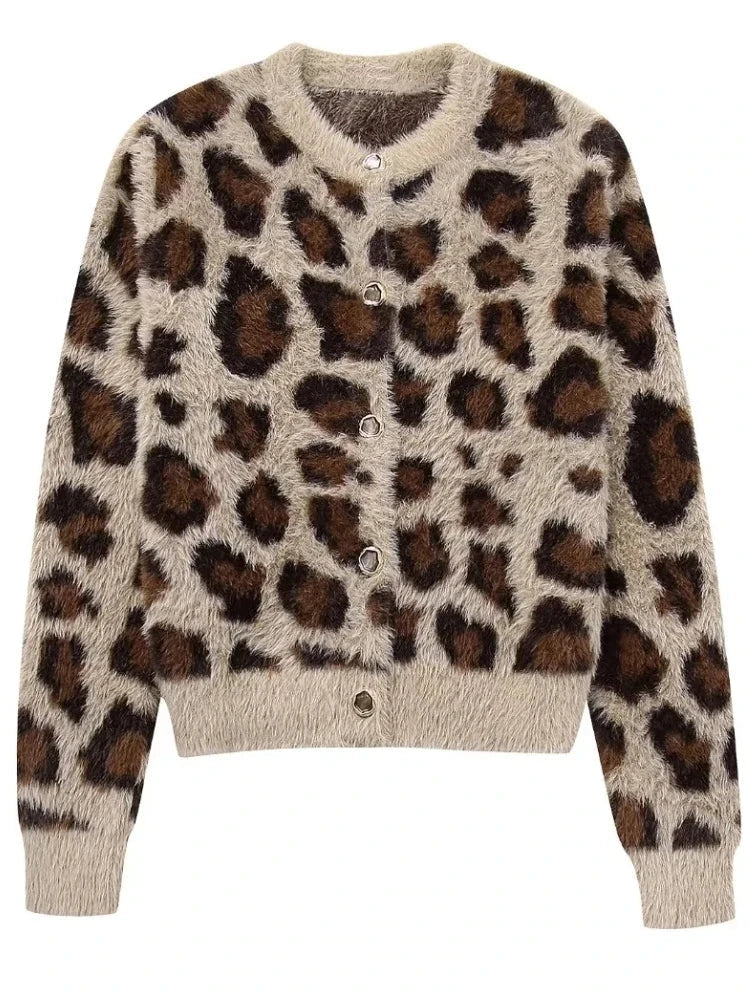 Jersey de pelo con estampado de leopardo