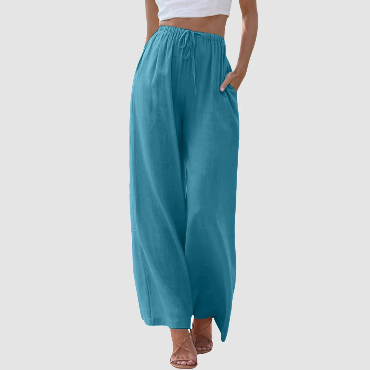 Pantalones de cintura alta con pierna ancha