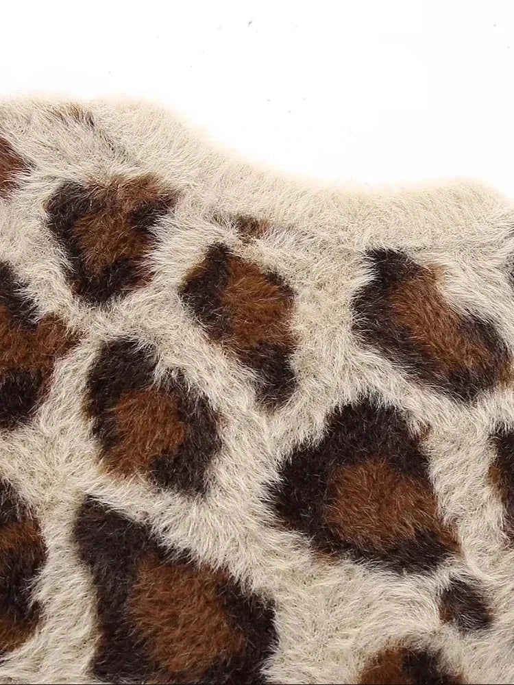 Jersey de pelo con estampado de leopardo