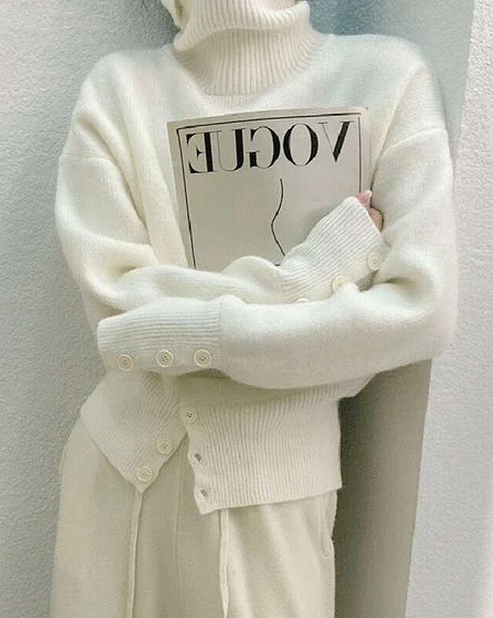 Jersey de cuello alto liso